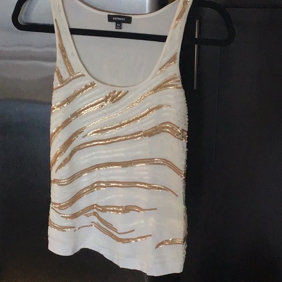 Express Tops - Express sequin tank cream & gold
